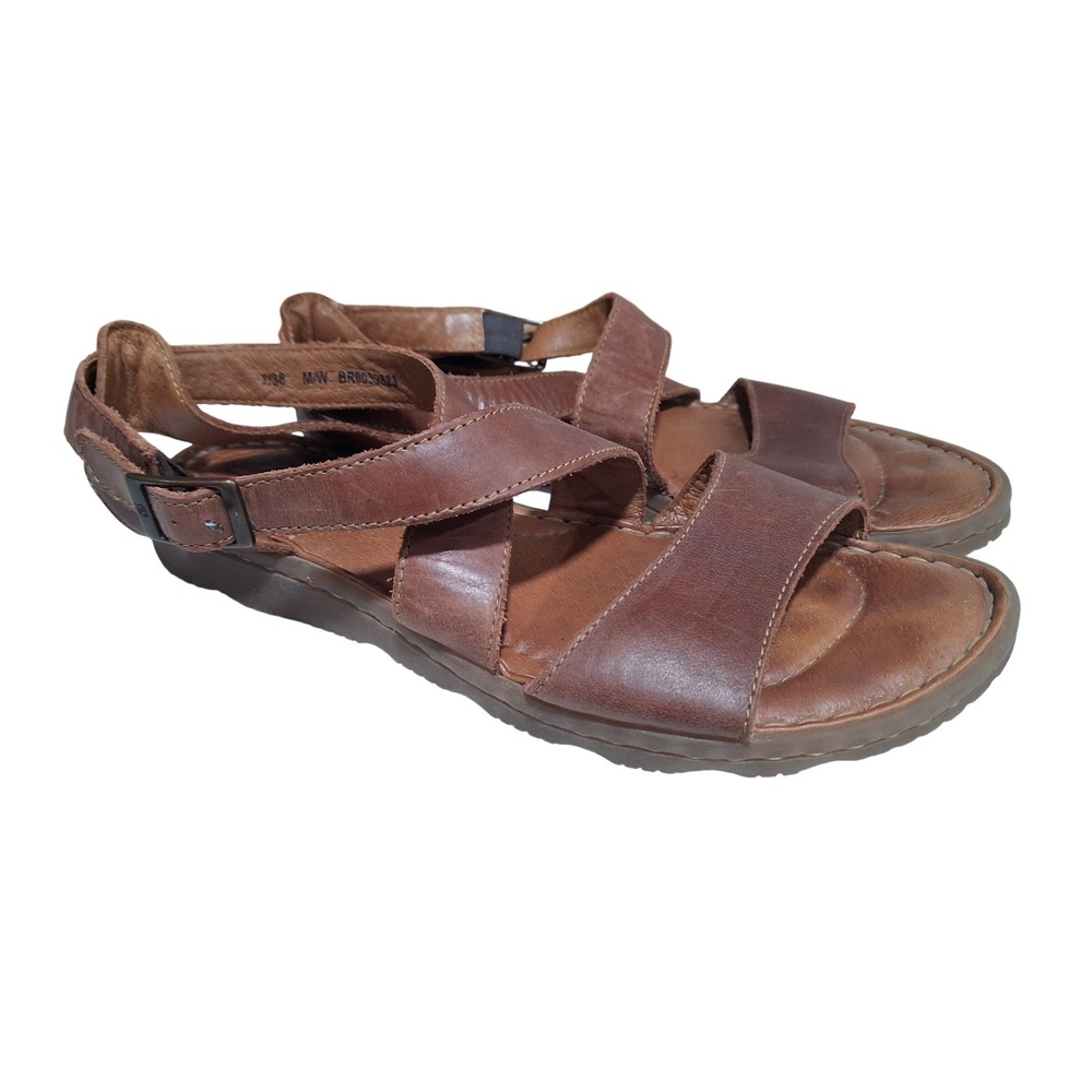 Born Womens Brown Leather Strappy Buckle Flat Sandals BR0039823 Size 7 38